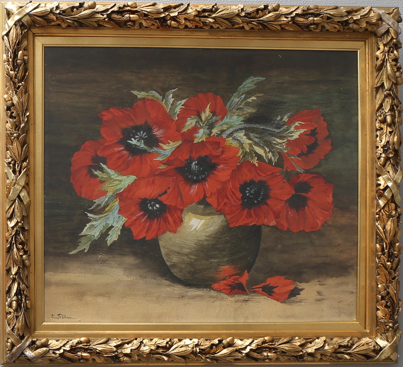 OIDENTIFIERAD KONSTNÄR. Stilleben, akvarell, signerad E. Palm.