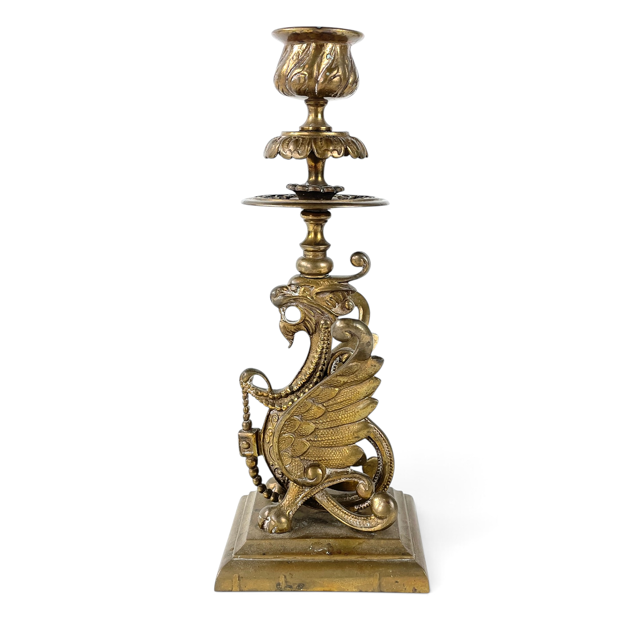 LJUSSTAKE. Napoleon III-stil, mässing, 1900-tal.