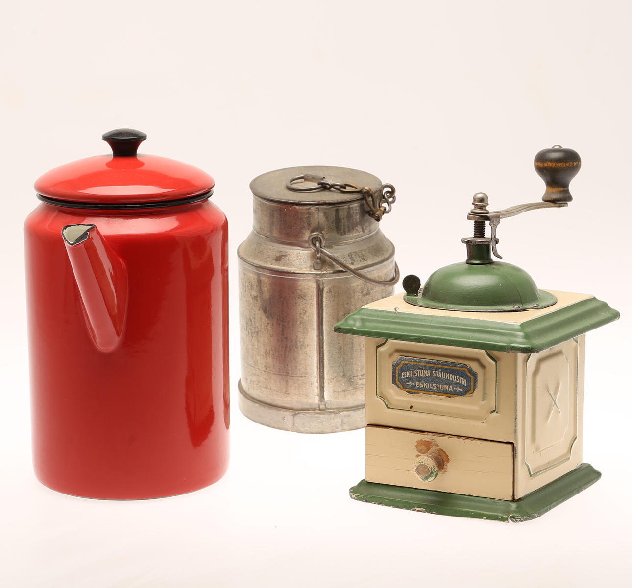 KAFFEKANNA, emaljerad Kockums, KAFFEKVARN. KRUKA, bleckplåt.