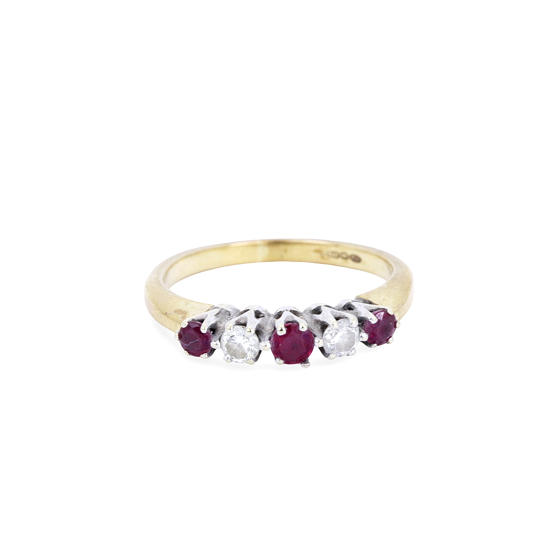 RUBIN- OCH DIAMANTRING, HALVEVIGHETSRING.