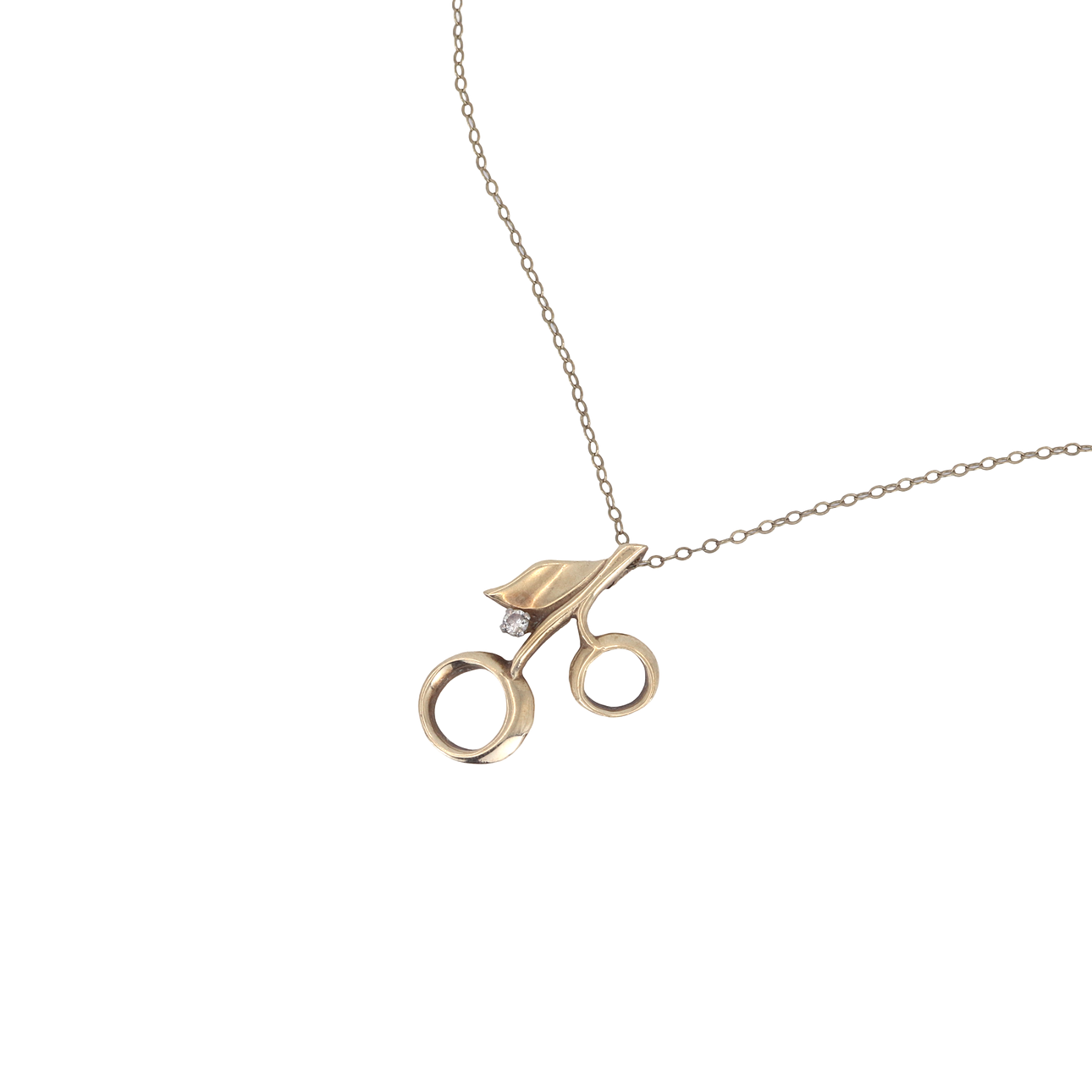 9KT DIAMANTCOLLIER I FORM AV KÖRSBÄR.