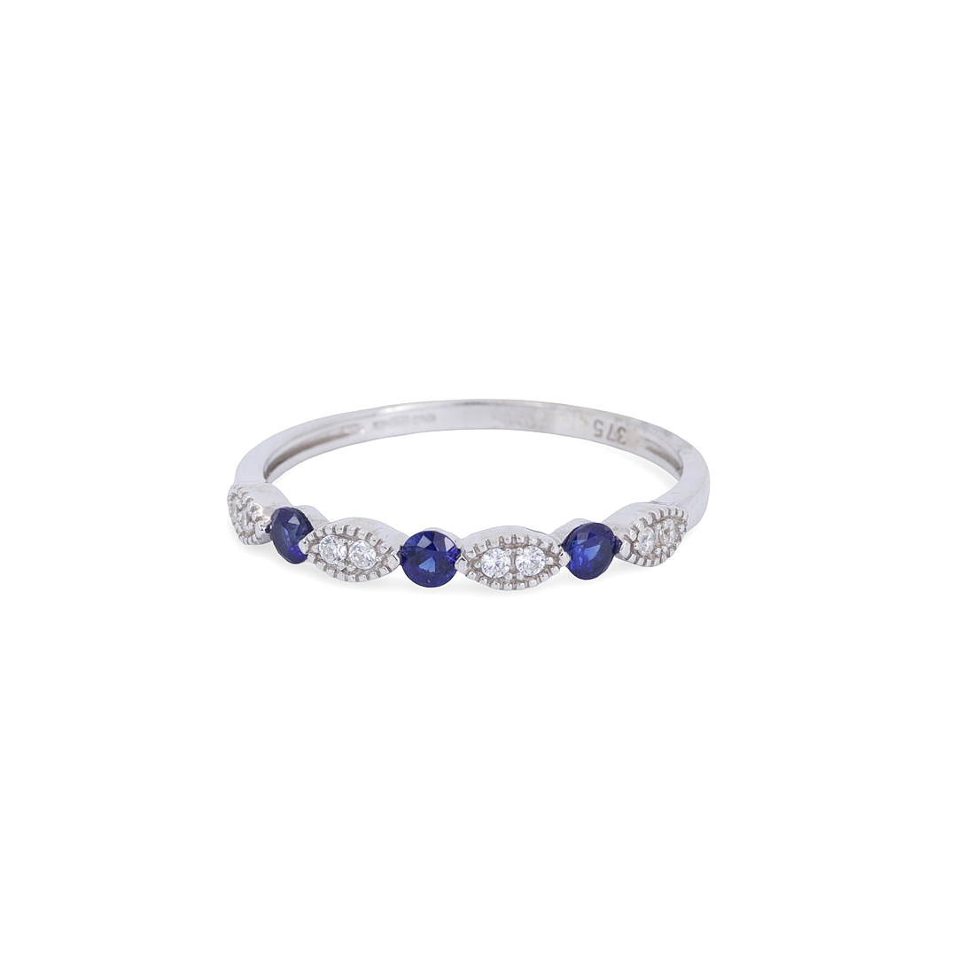 SAFIR- OCH DIAMANTRING I 9KT.