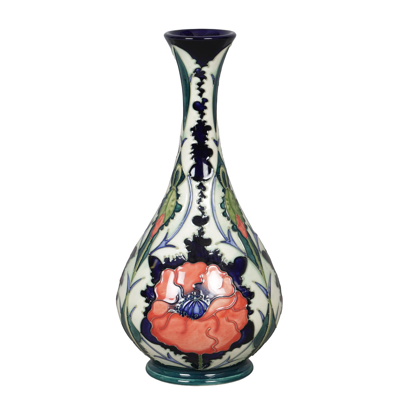 A MOORCROFT POPPY POTTERY VASE.