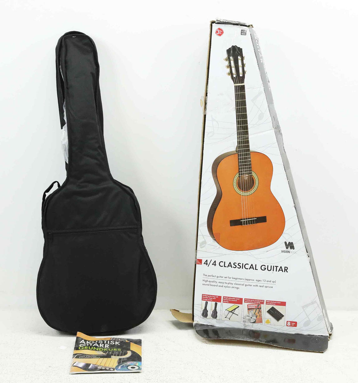 AKUSTISK GITARR, 4/4 konsertgitarr, för nybörjare, barn från ca 13 år och vuxna, Vision music