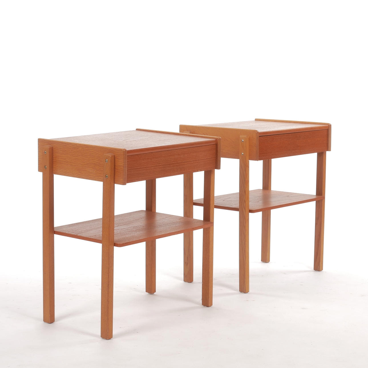 BEDSIDE TABLES, a pair, teak veneered, 1960s.