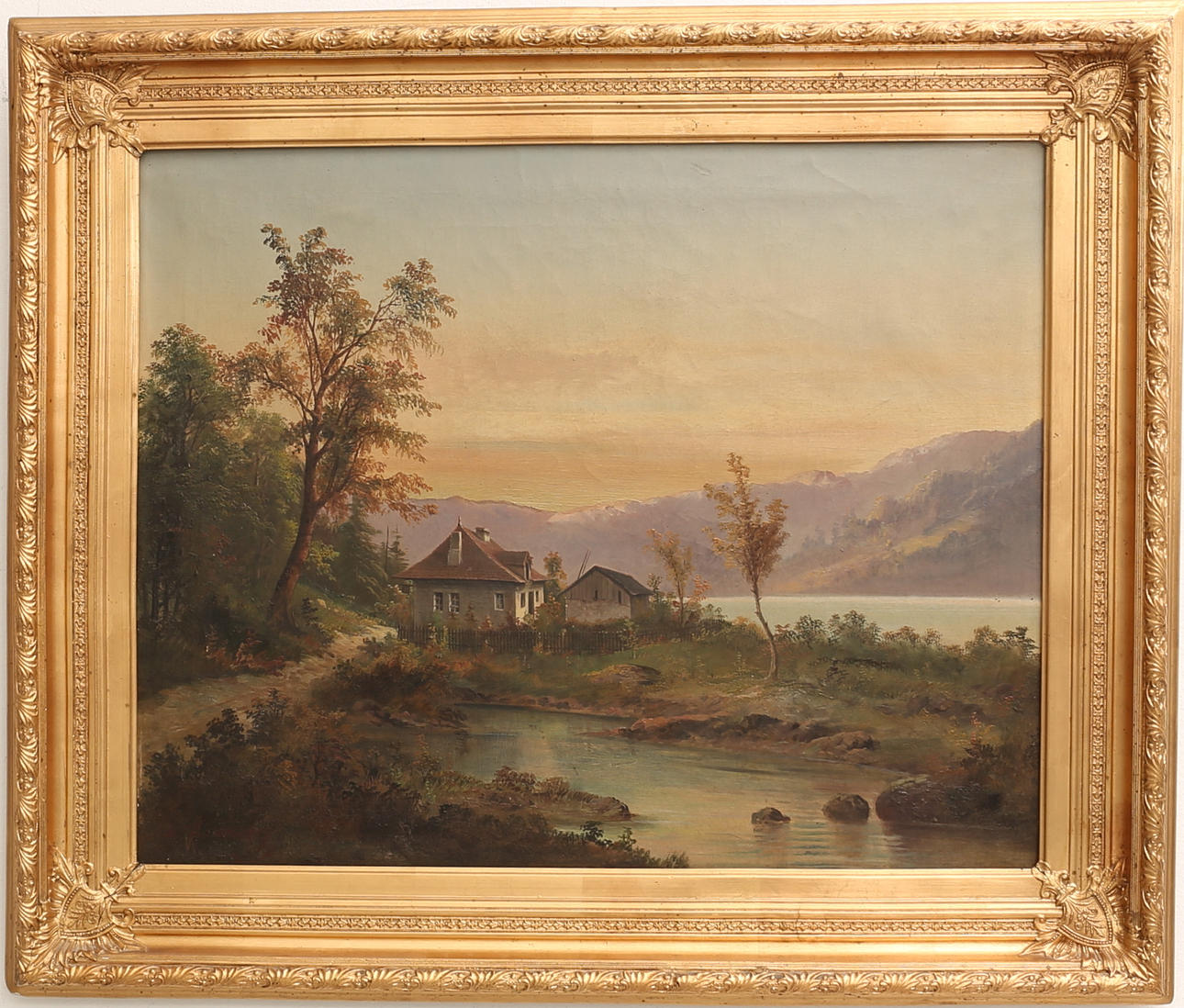 OIDENTIFIERAD KONSTNÄR, olja på duk, berglandskap, signerad.