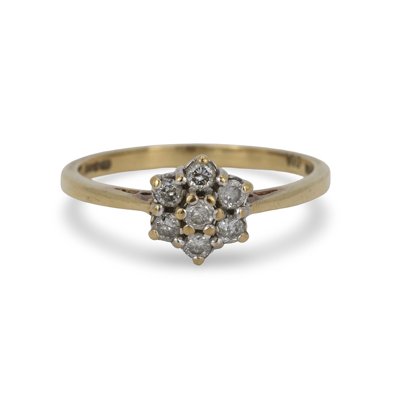 9KT DIAMANTKLUSTER-RING.