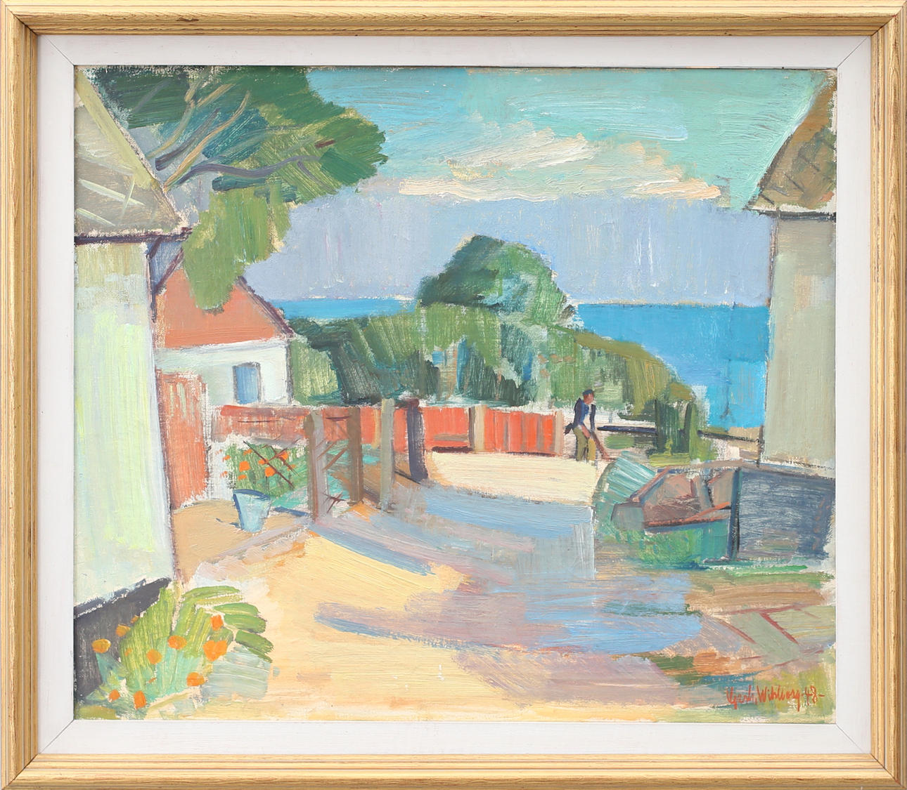 GERHARD WIHLBORG. "Mot havet Kåseberga", olja på duk, signerad och daterad -48.