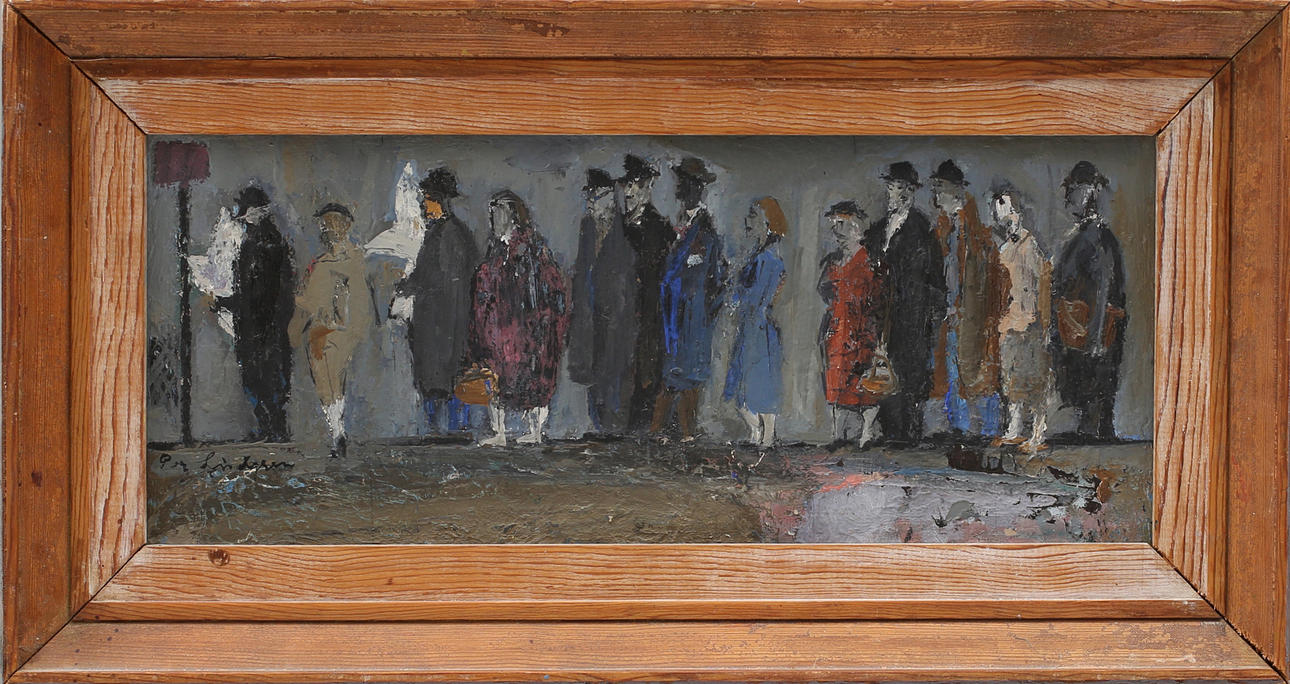 PERTI LINDGREN. I väntan, olja på på pannå, signerad.