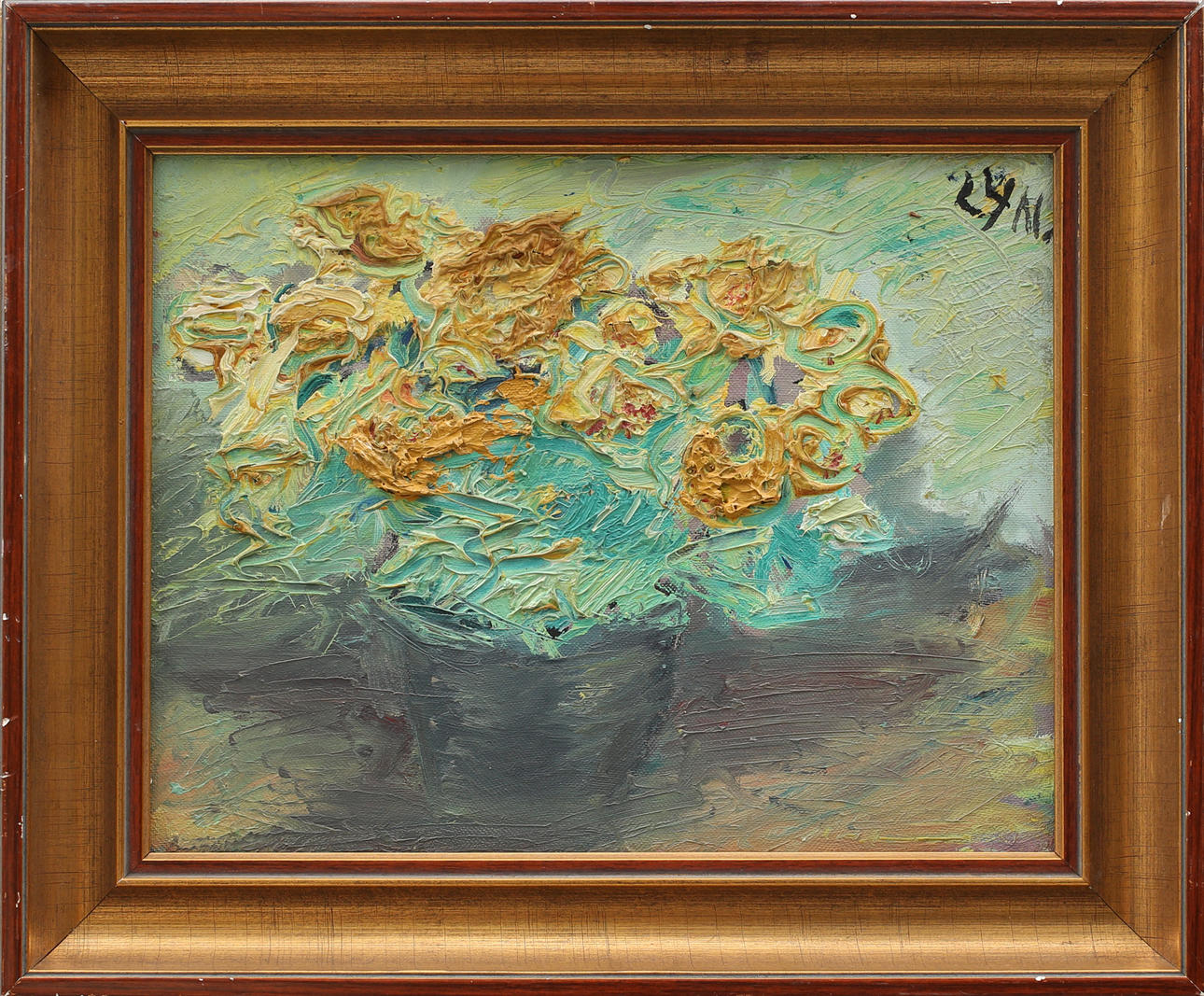 OIDENTIFIERAD KONSTNÄR. Stilleben, olja på duk, otydlig signatur.