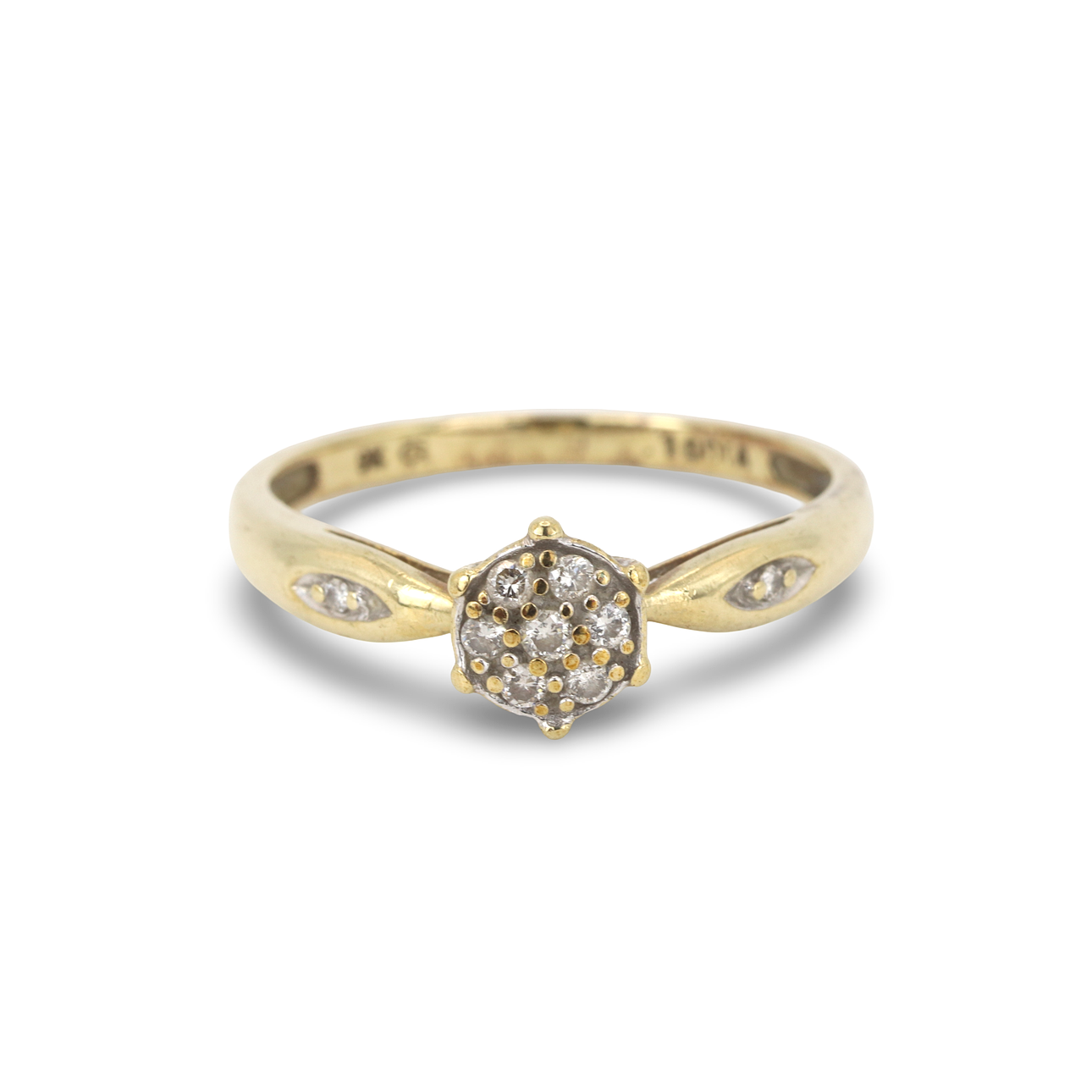 9KT DIAMANTKLUSTER-RING.