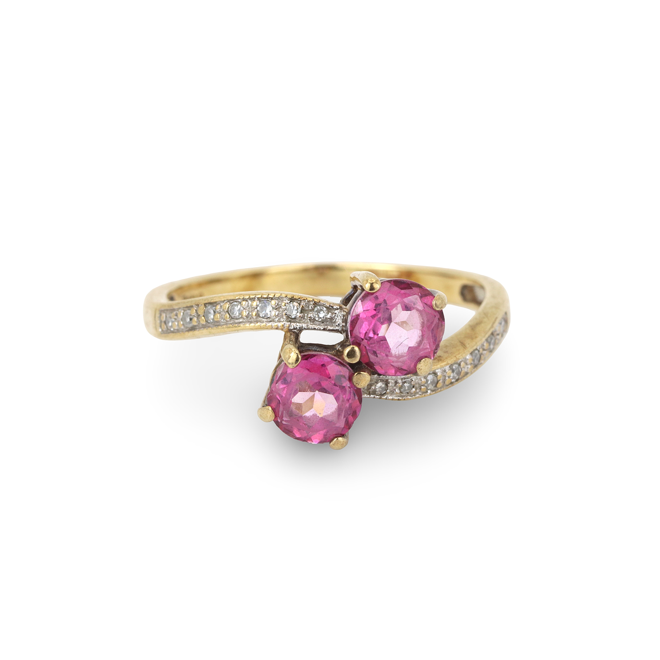 RING MED ROSA TOPAS OCH DIAMANT.