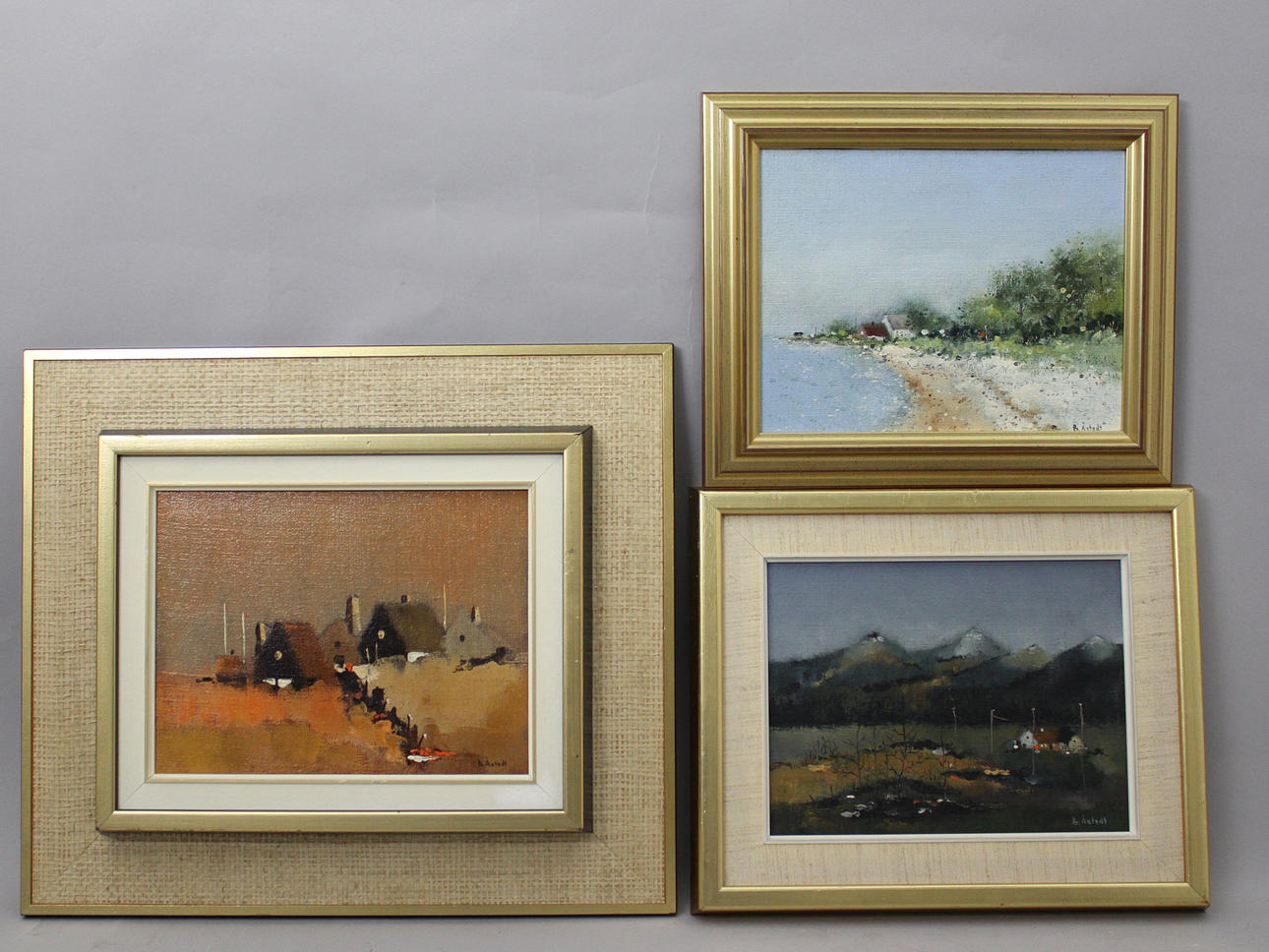 BENGT ÅSTEDT. PARTI TAVLOR (3). Landskap. Oljor på pannåer. Signerade B Åstedt.