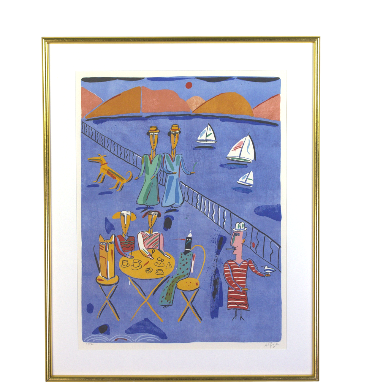 MADELEINE PYK. Lithograph, 95/380, beach promenade, signed.