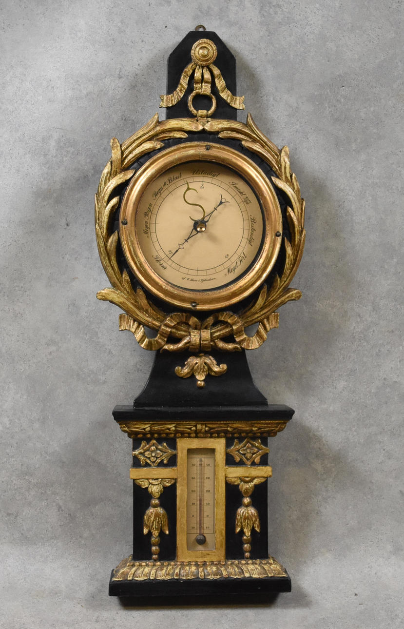 BAROMETER, märkt af C Lerra Kjöbenhavn 1800 tal, fodral gustavianskt 1700 tal.