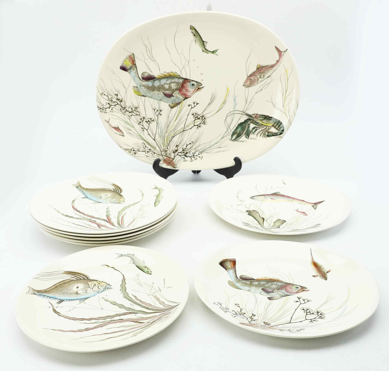 JOHNSON BROS. fat & tallrikar, 9 delar, "Fish", Johnson brothers, England, 1900-talets mitt