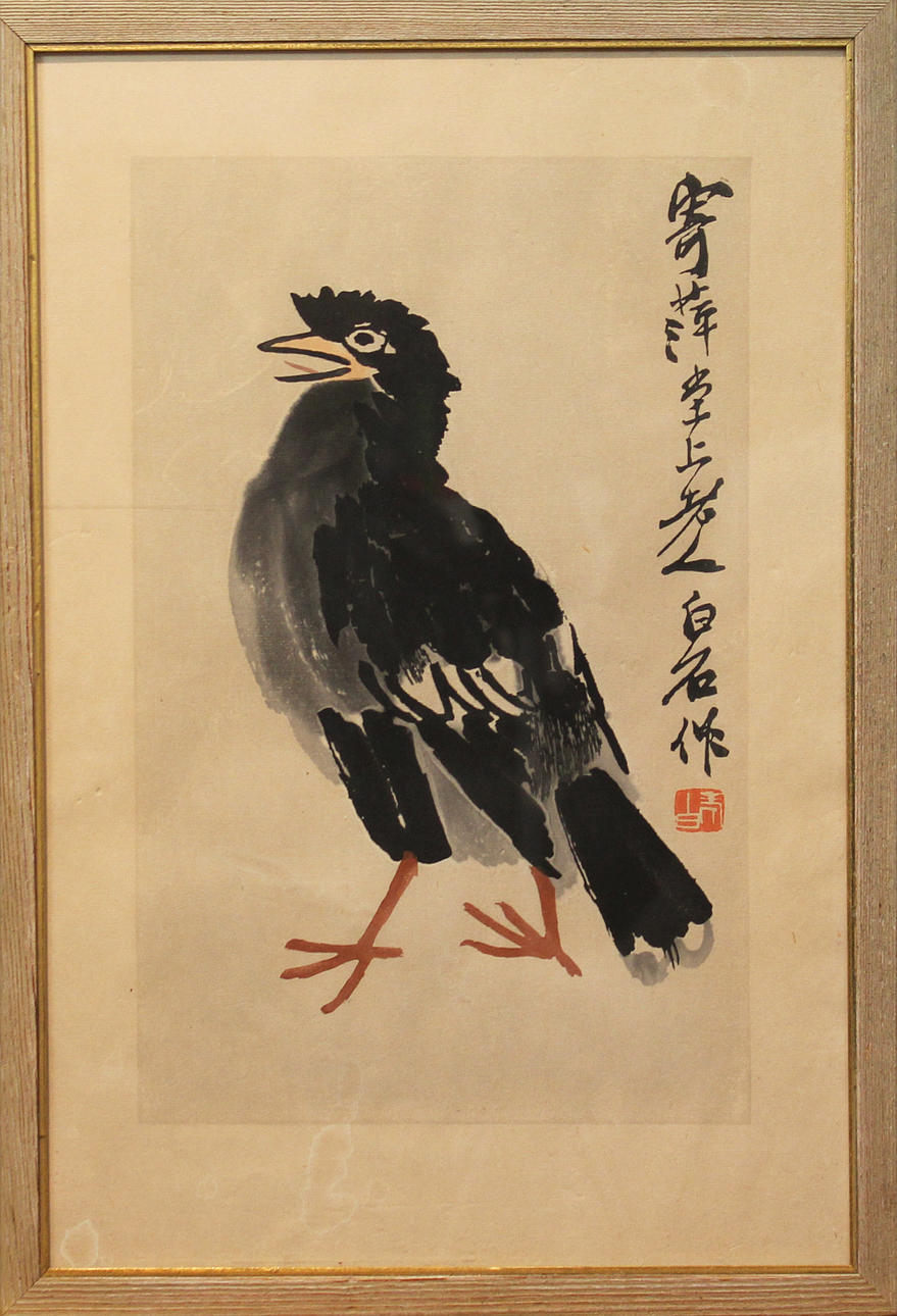 Kråka. Akvarell. 1800-tal, Kina. Signerad.