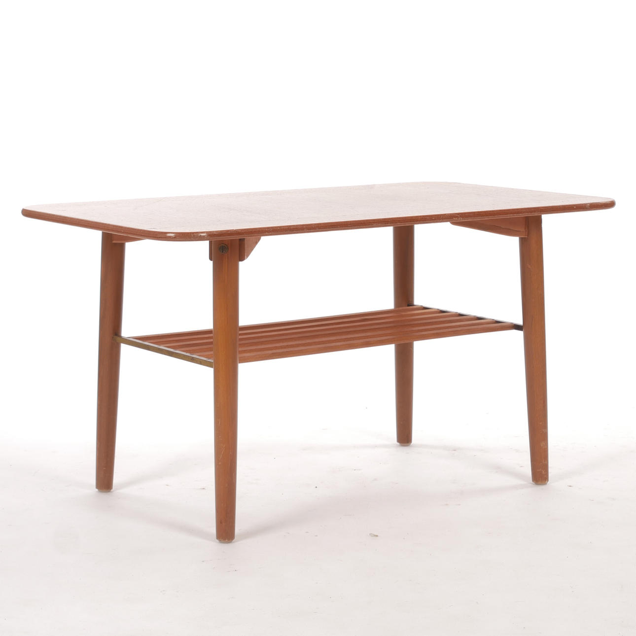COFFEE TABLE, teak veneered, mid-20th century.
