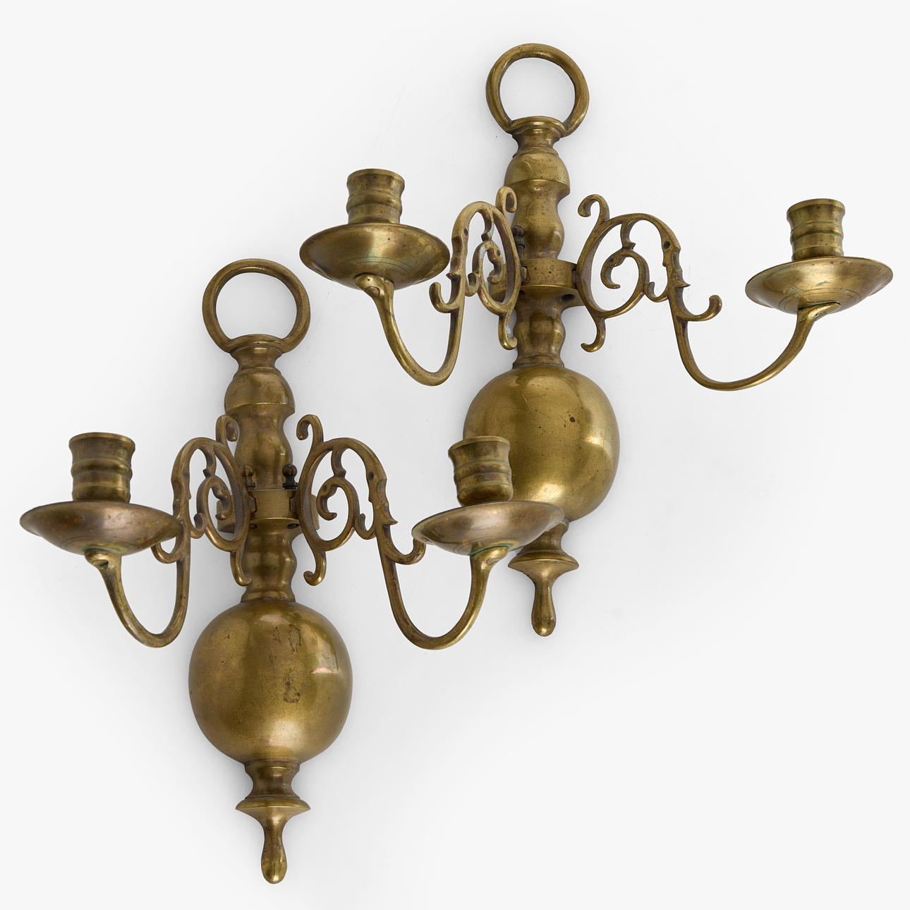 APPLIQUER, ett par, barockstil, 18/1900-tal, mässing