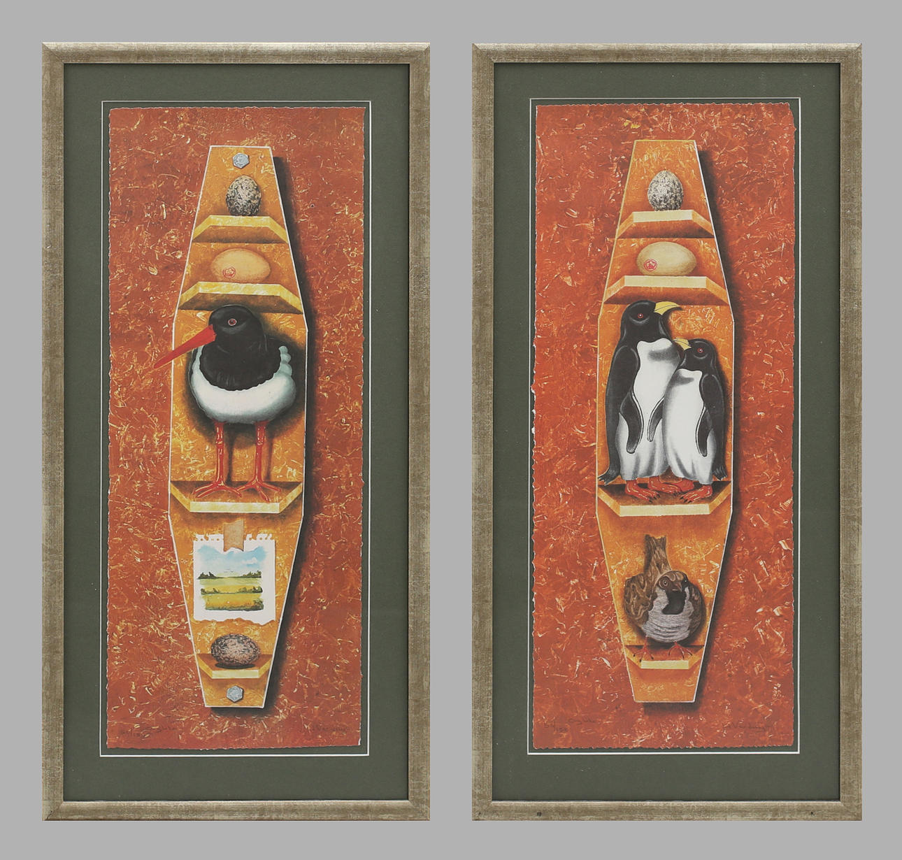 HANS VERDUYN. Standskata och Pingviner, färglitografier, signerade.
