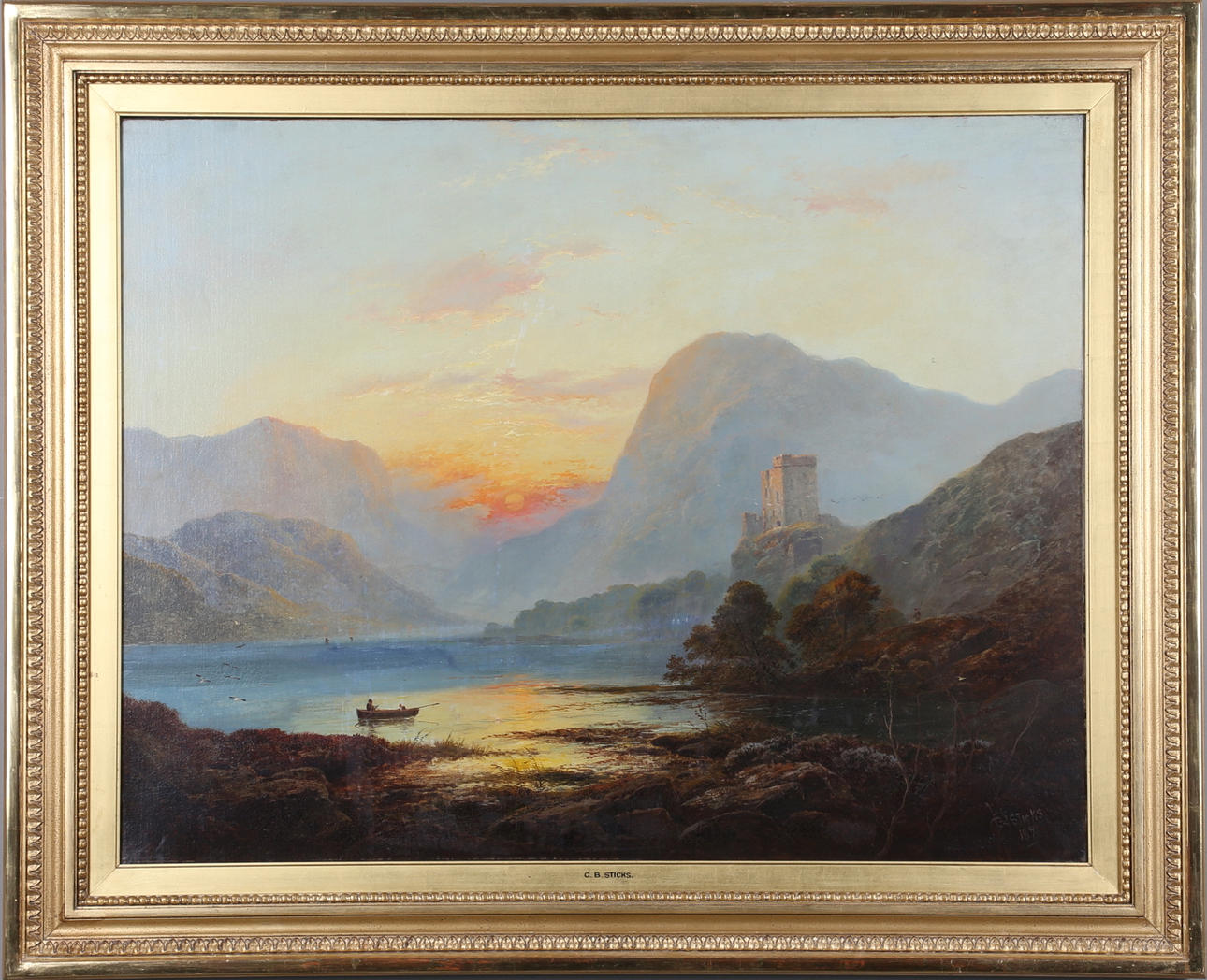 GEORGE BLACKIE STICKS. olja på duk, signerad och daterad 1896.