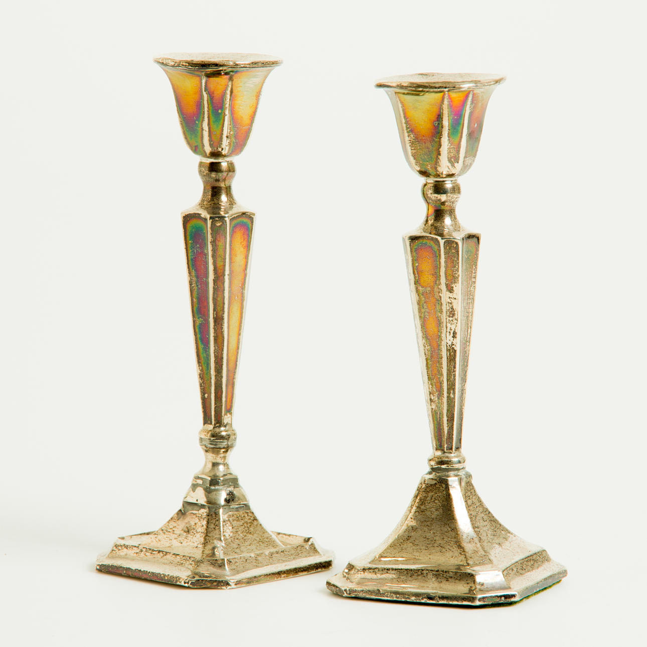 LJUSSTAKAR, 1 par, silver, England.