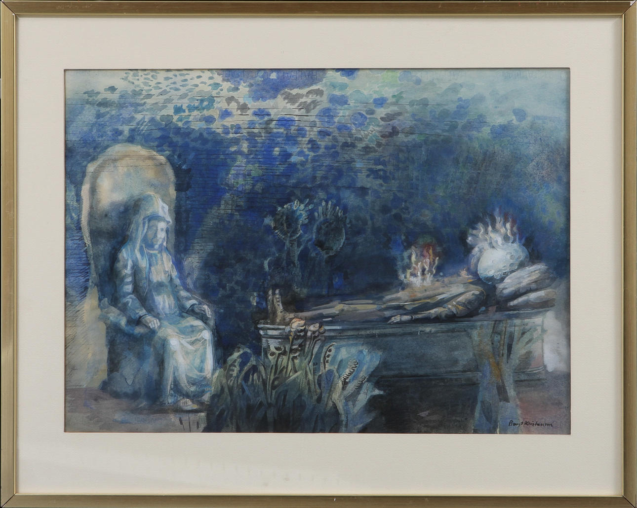 BENGT KRISTENSON. Undervattensscen, akvarell, signerad.