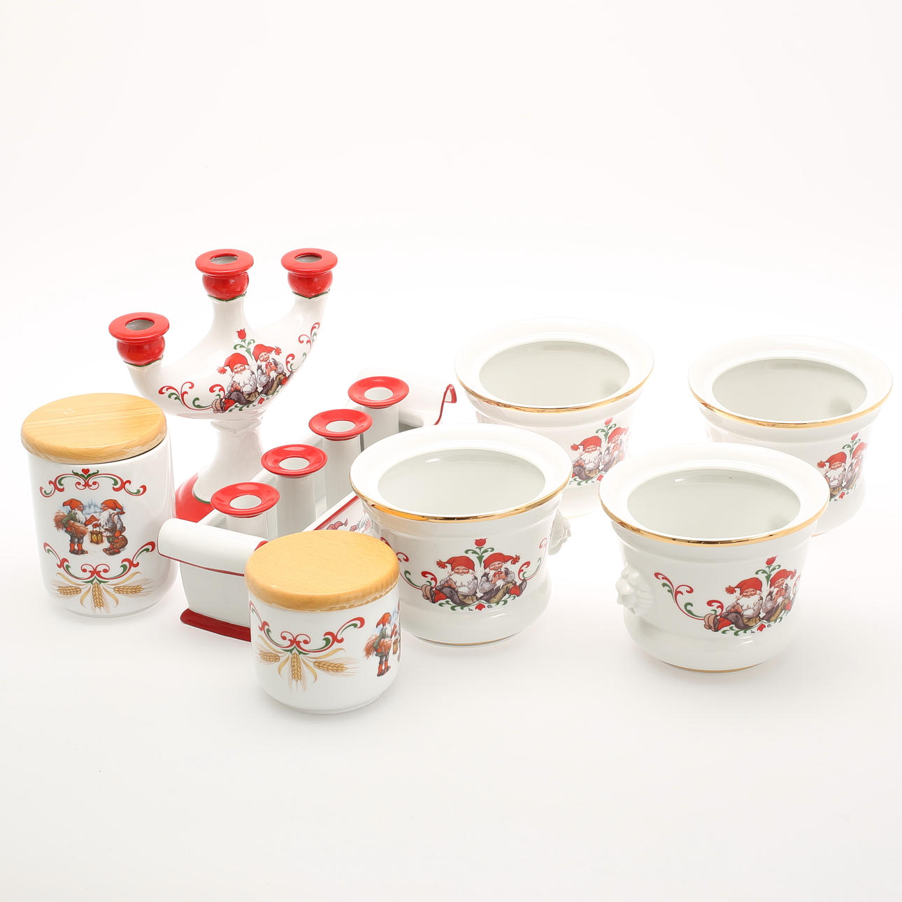 LJUSSTAKAR, 2 st. YTTERFODER, 4 st. BURKAR, 2 st. med trälock. Christineholm, Bavaria.