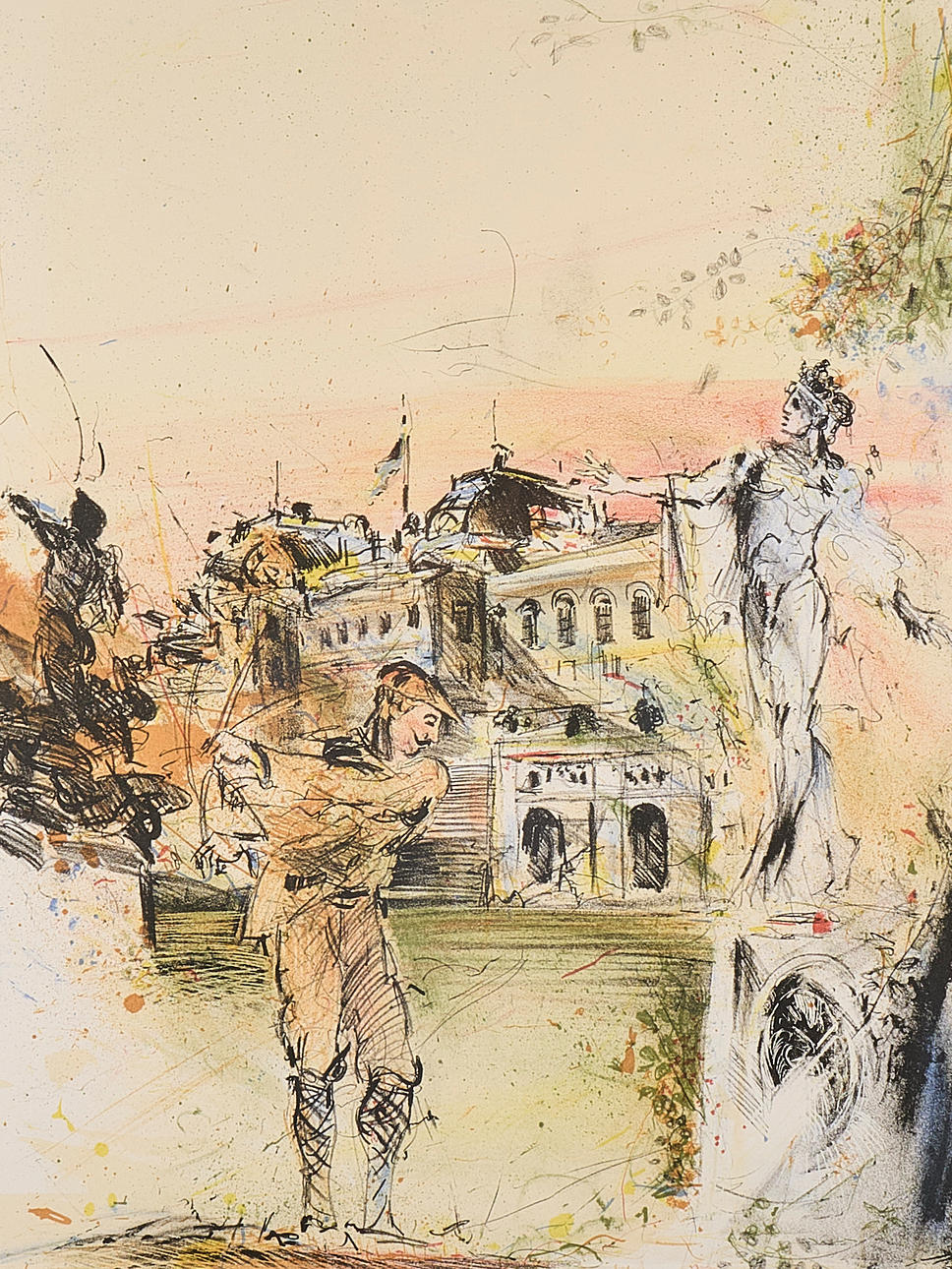 BO ÅKE ADAMSSON. Colour lithograph, Golf players.