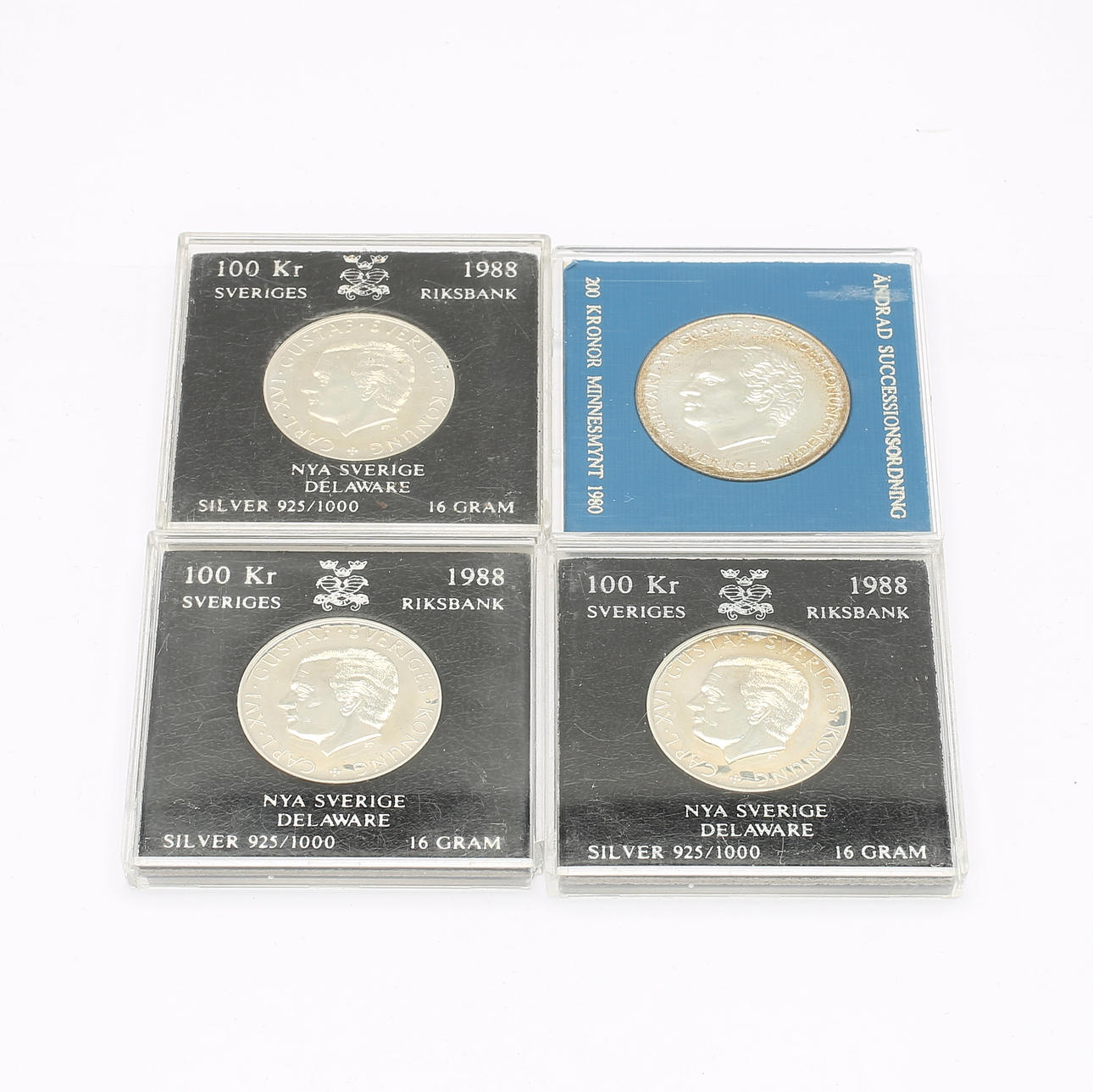 MYNT, 4 st, silver, 1980-tal. Total vikt 75 g.