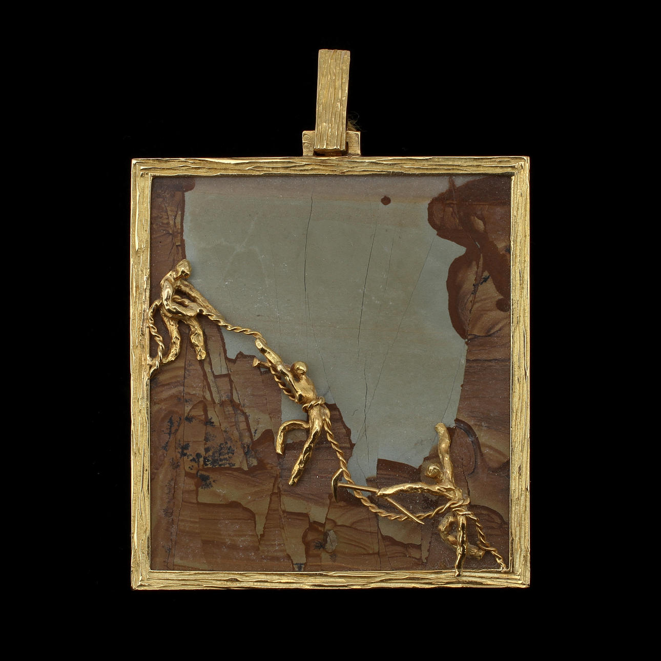 HÄNGE, 18k guld och marmorerad sten, Gullsmed Dahlsveen.