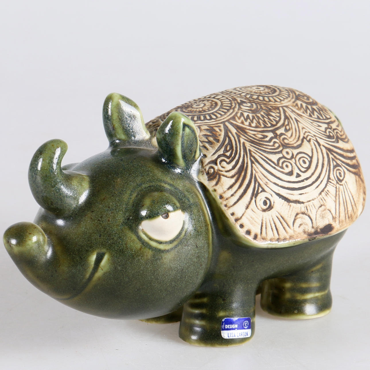 FIGURIN, stengods, Noshörning ur serien "Jura", Lisa Larson, Gustavsberg.