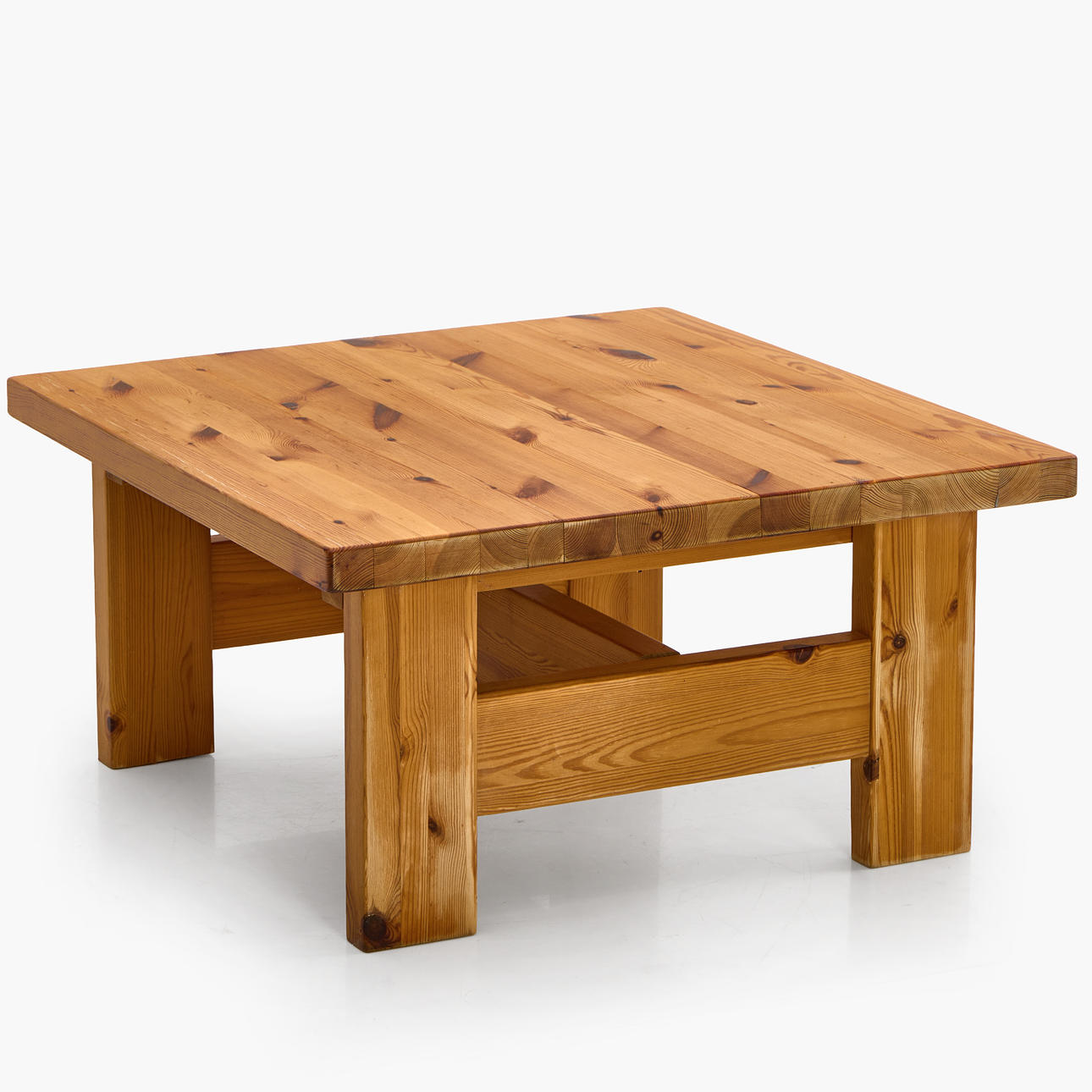 COFFEE TABLE, pine, square top, Sweden, 1970s.