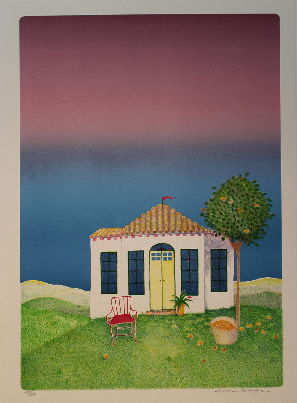 HELENA ÖSTERGREN. Lusthuset. Färgserigrafi. Signerad. 147/200.