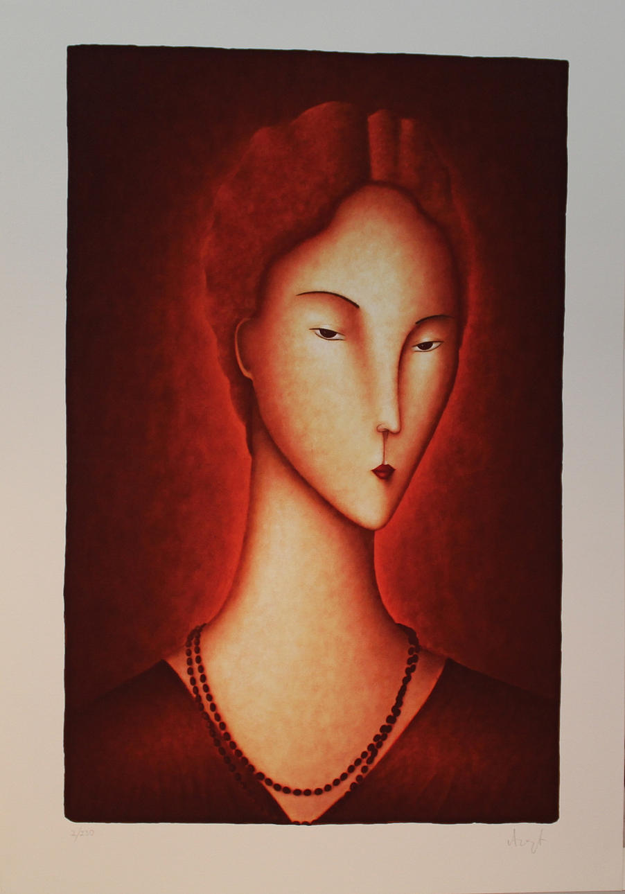 RALF ARZT. Porträtt. Färglitografi. Signerad Arzt. 2/230.