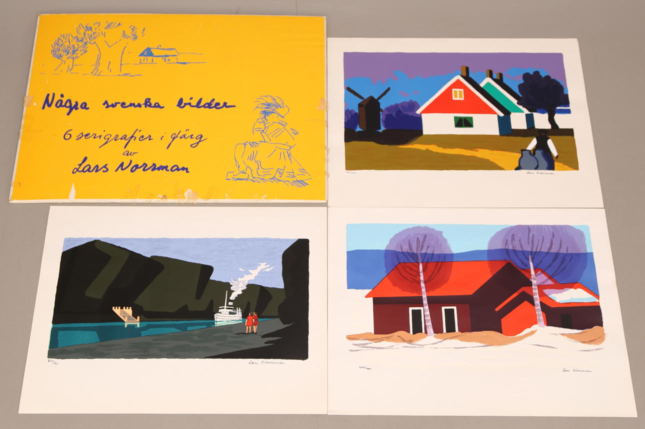 LARS NORRMAN. SERIEGRAFIER i färg, 3 st ur mapp, samtliga nr 204/360, Lars Norrman, 1900-tal.