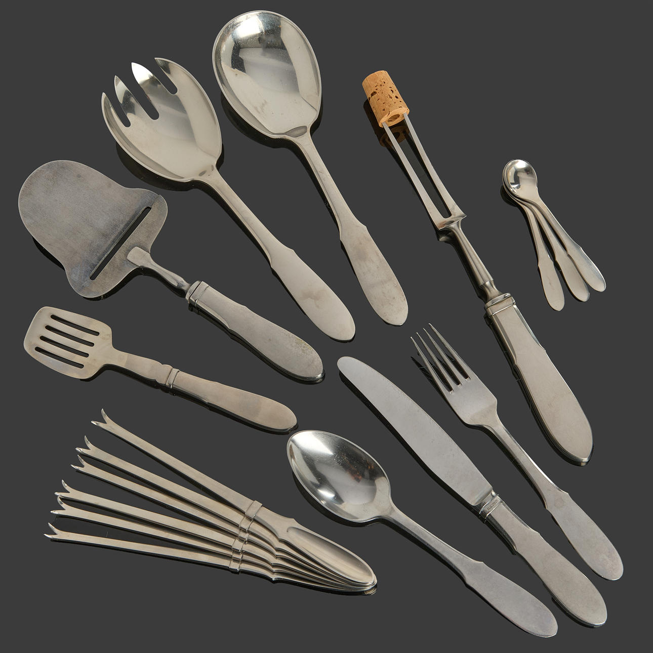 GUNDORPH ALBERTUS. "Mitra", bestick, 16 dlr., för Georg Jensen, Danmark, rostfritt stål, formgiven 1941