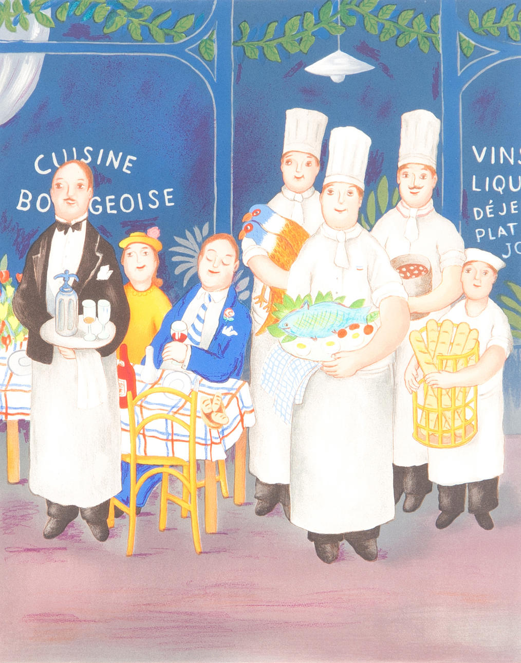 LENNART JIRLOW. Restauranginteriör, färglitografi, signerad L. Jirlow.