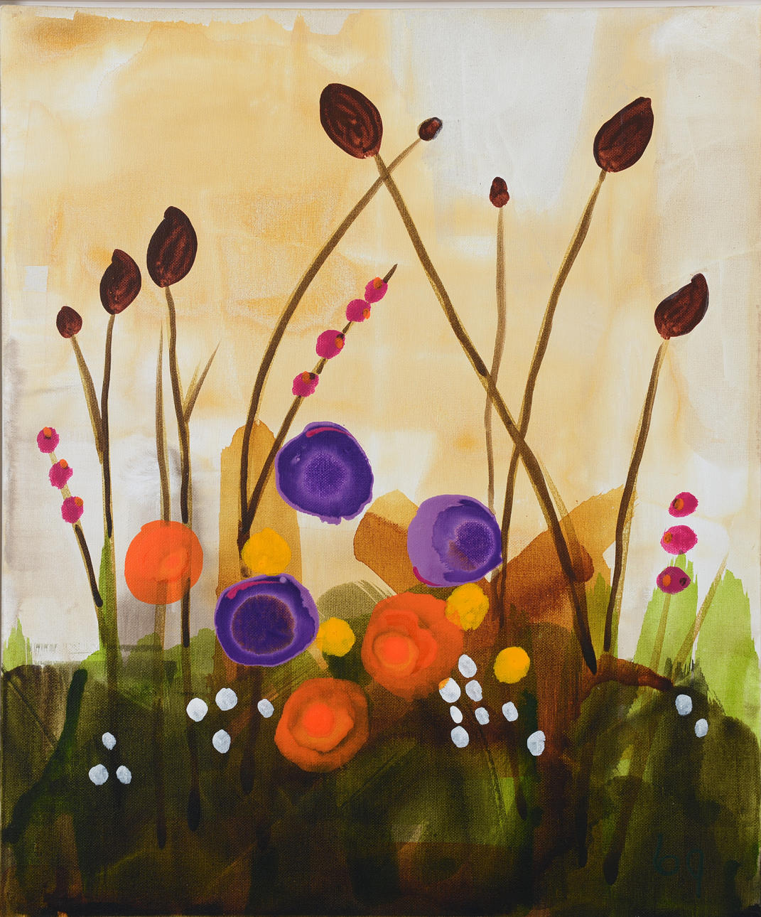BIRGITTA GLENMARK. Composition, acrylic on panel, monogram signed.