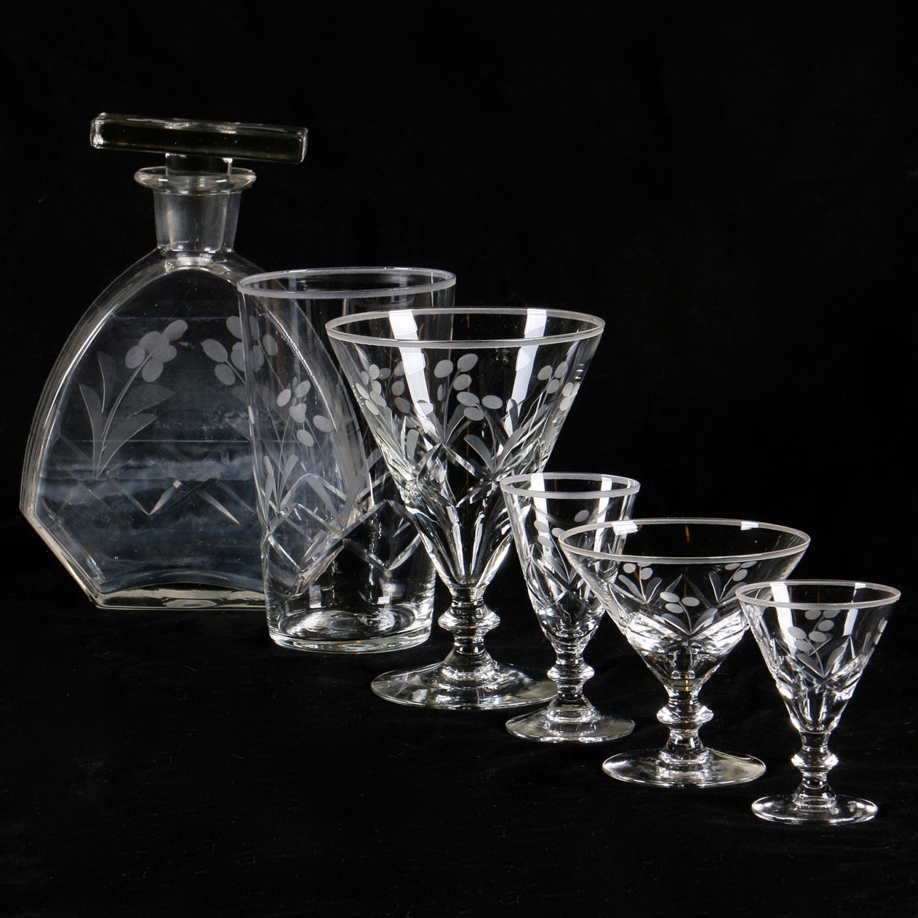 SERVIS, glas, 46 delar, Kalmar glasbruk, 1940/50-tal.