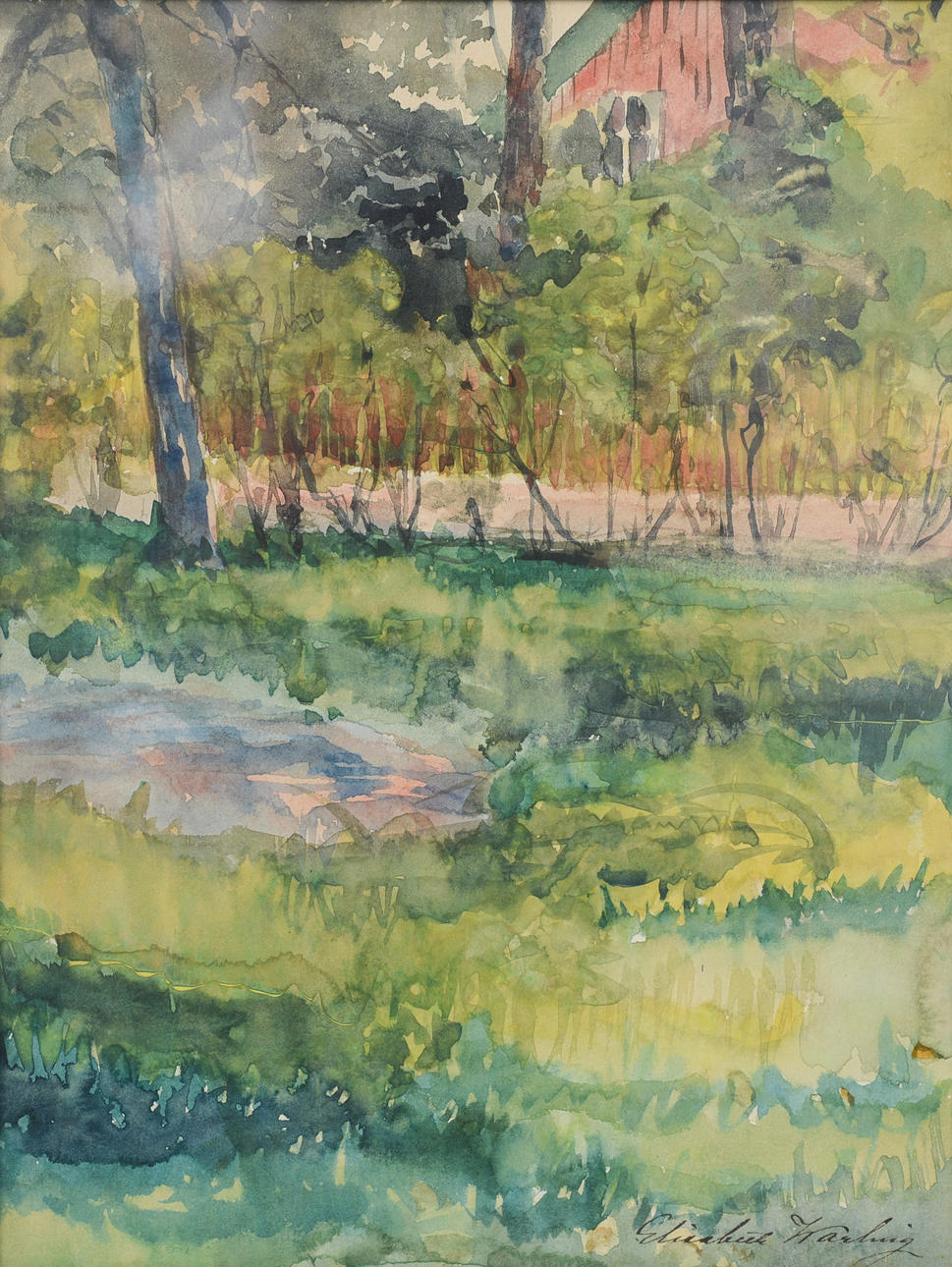 ELISABETH WARLING. Landscape, watercolour, signed.