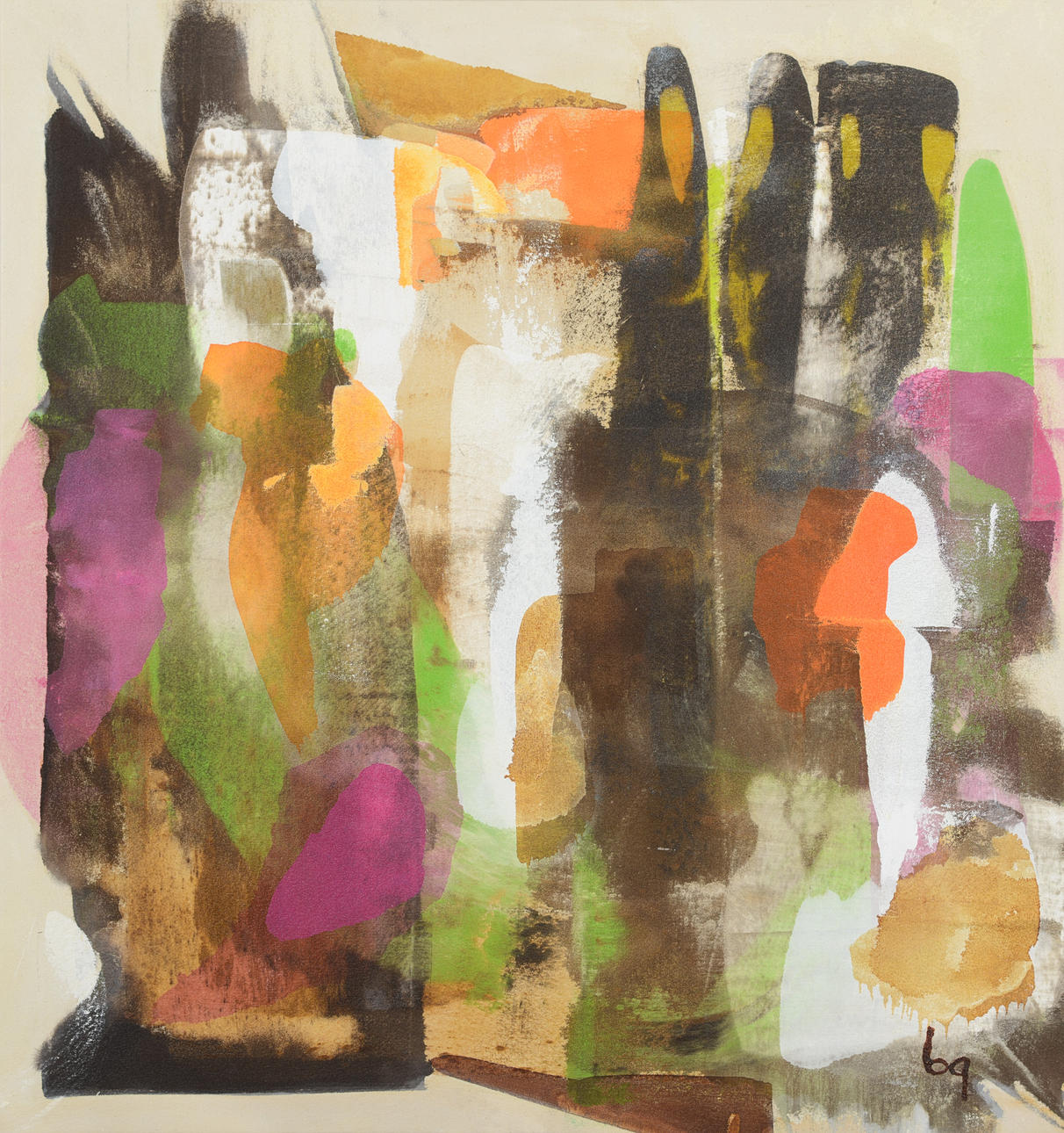 BRIGITTA GLENMARK. Composition, acrylic on canvas, monogram signed.