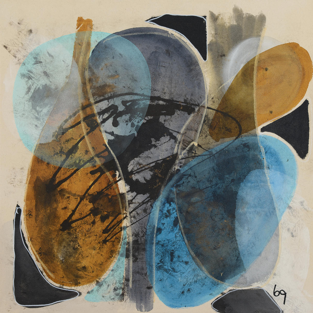 BIRGITTA GLENMARK. Composition, acrylic on canvas, monogram signed.