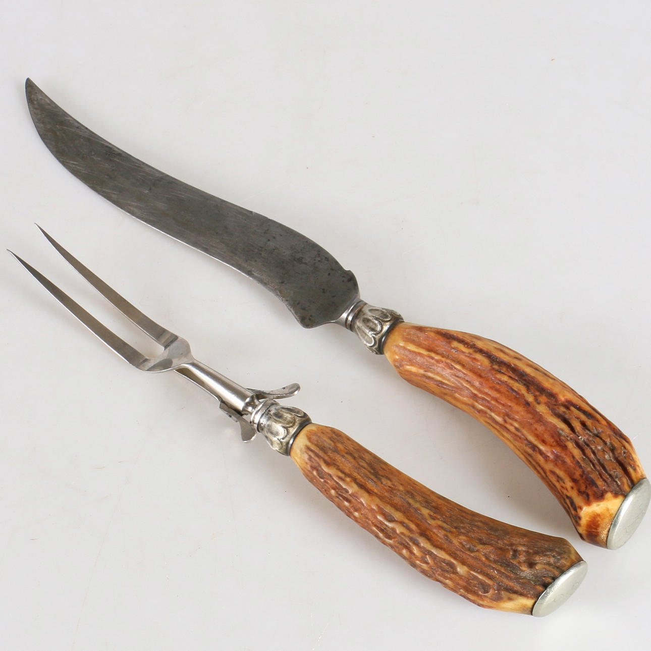 JAKTBESTICK, ben, silver samt stål, The Robeson cutlery Co.