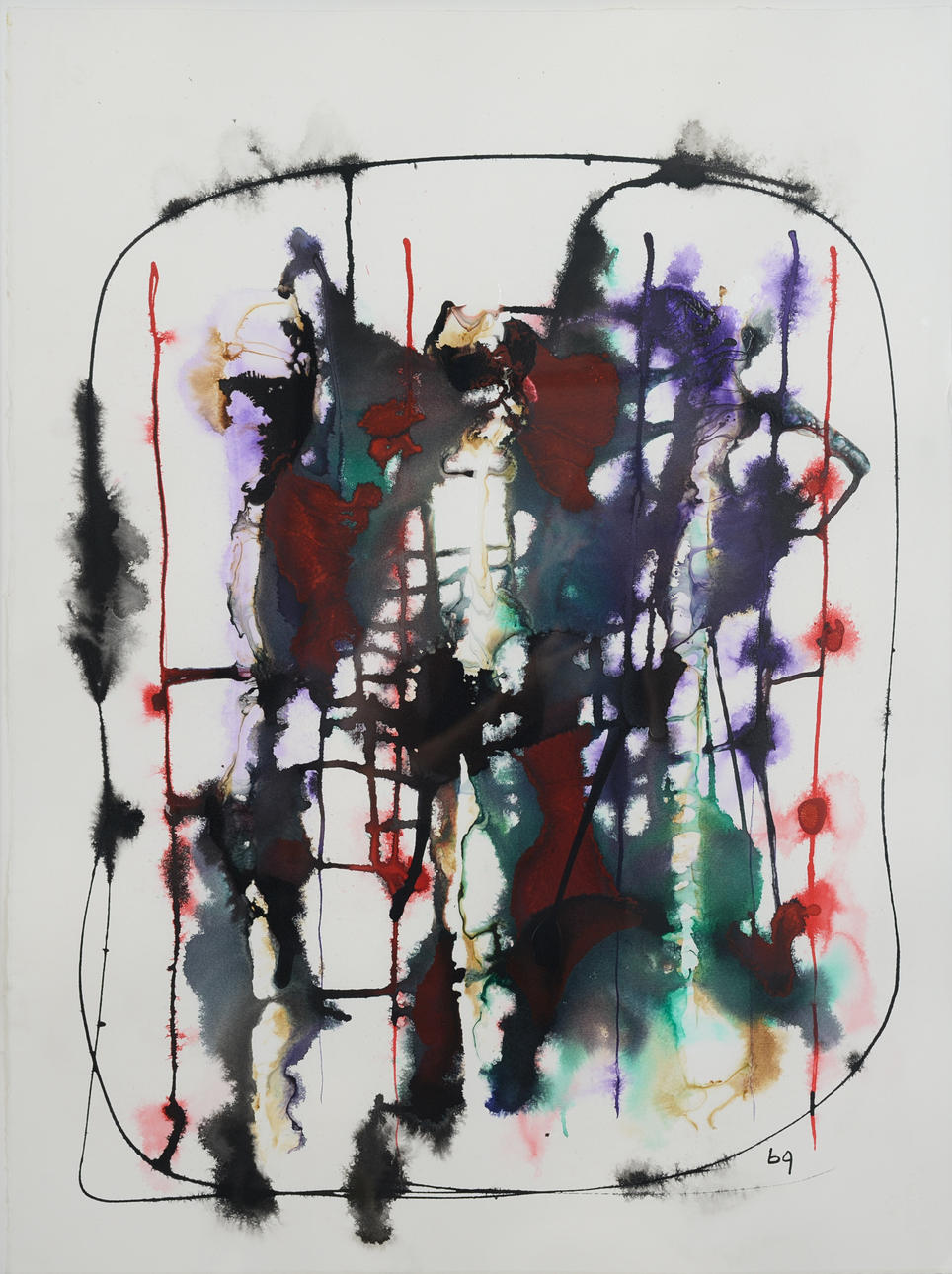 BIRGITTA GLENMARK. Composition, mixed media on paper, monogram signed.