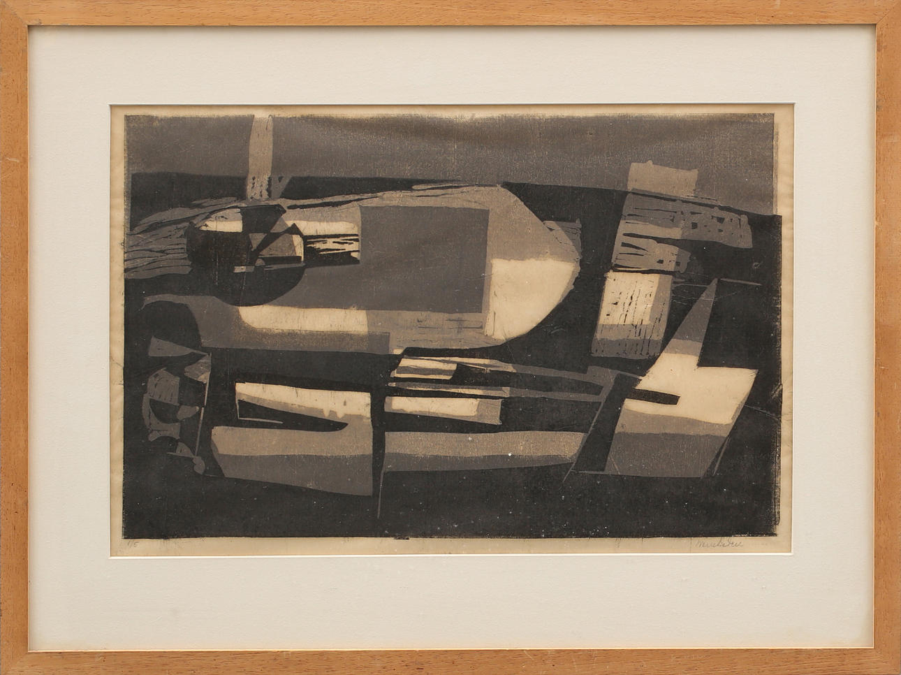 STIG WERNHEDEN. Träsnitt, komposition, signerad Wernheden, numrerad 1/5.