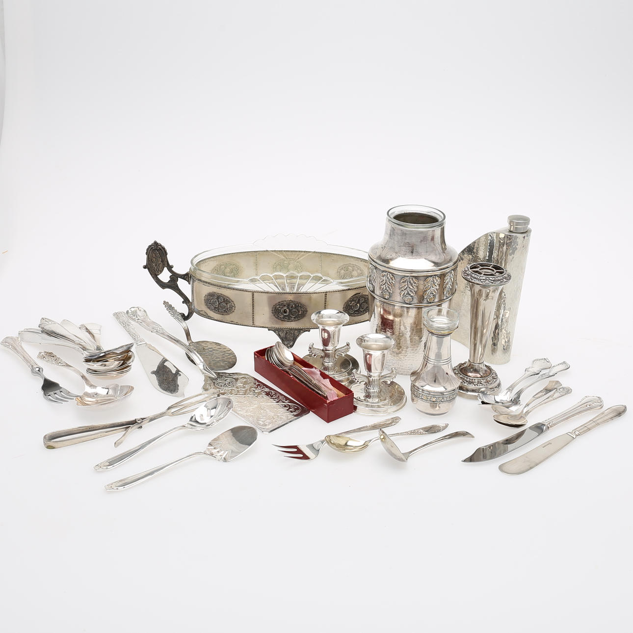 DIVERSE, parti, mestadels nysilver, 1800/1900-tal.