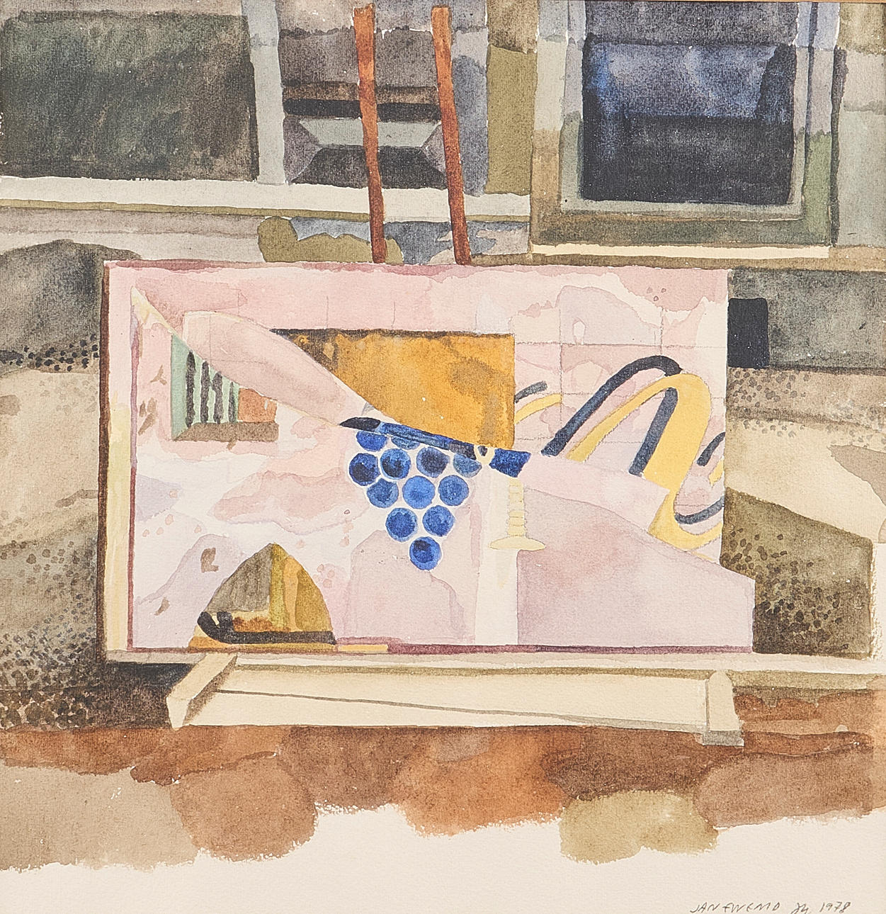 JAN EWEMO. Watercolour, signed 1978.