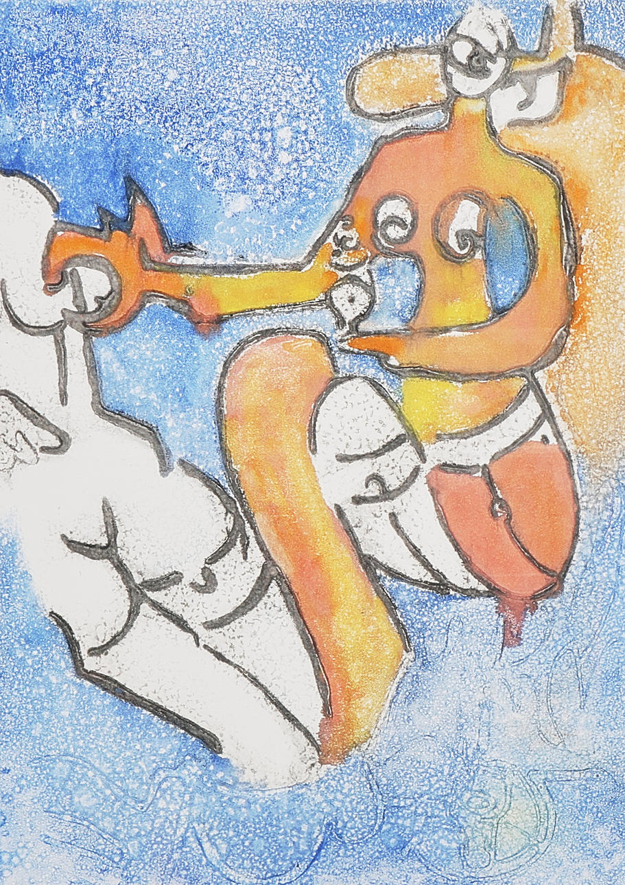 OIDENTIFIERAD KONSTNÄR. Monotype, composition, signed.