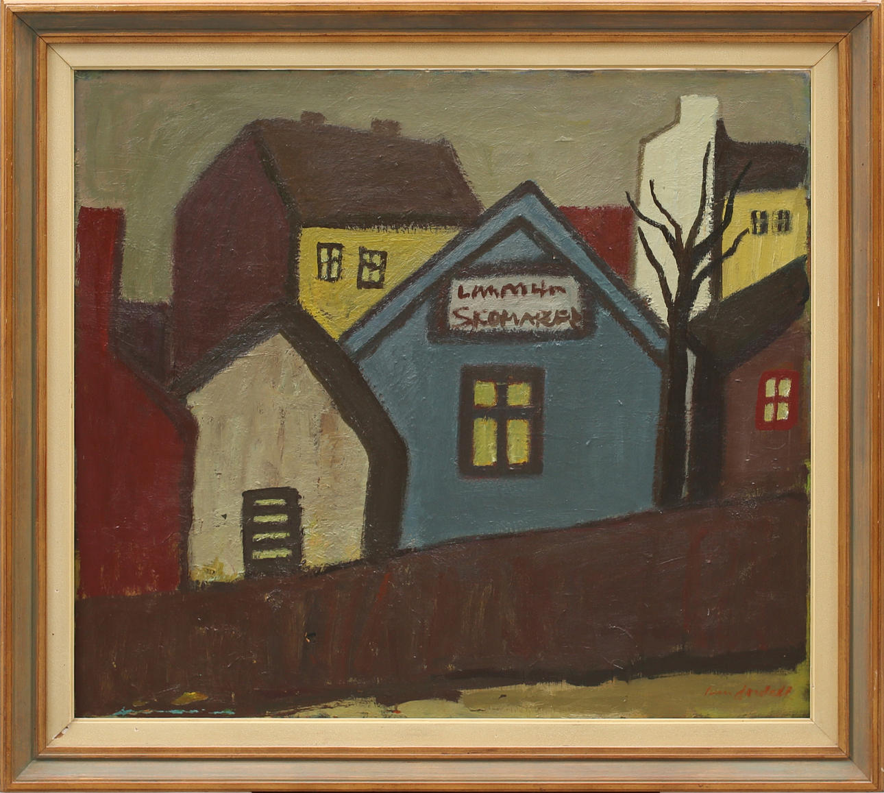 IVAN JORDELL. "Husgavlar", olja på duk, signerad.